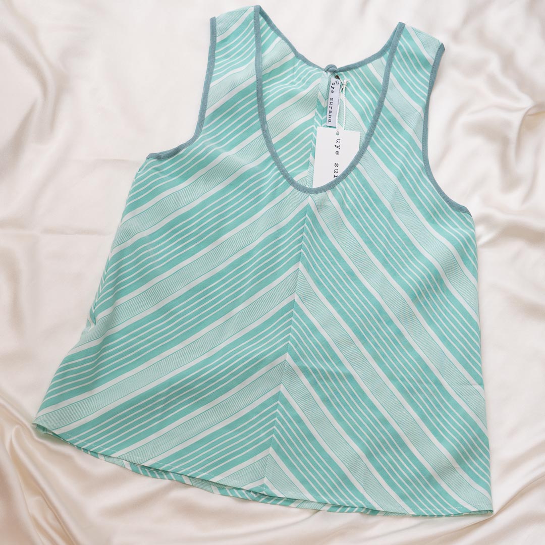 Striped A-Line Tank in Agave, Small