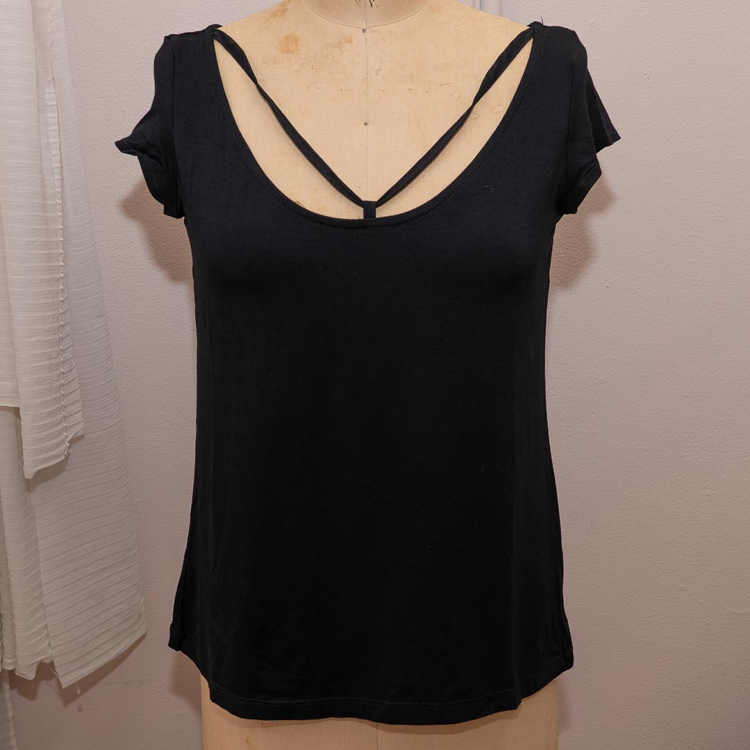 Black Strappy Tee *Imperfect details