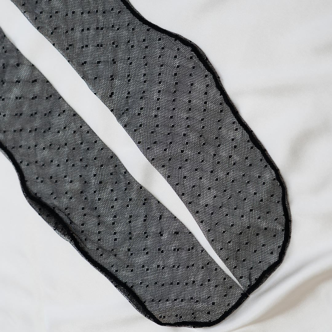 Black & White Knee-High Dot Tulle Socks