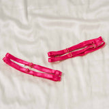 Hearts of Venus Strappy Leg Garters in Hot Pink - Uye Surana