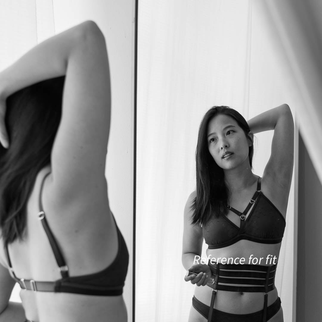 Black & White Hearts of Venus Strappy Lingerie Set XS/S - One-of-a-kind