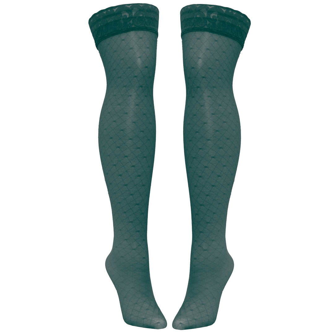 Emerald Hearts of Venus Thigh High Stay Up Stockings