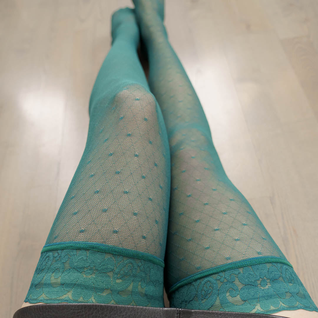 Emerald Hearts of Venus Thigh High Stay Up Stockings