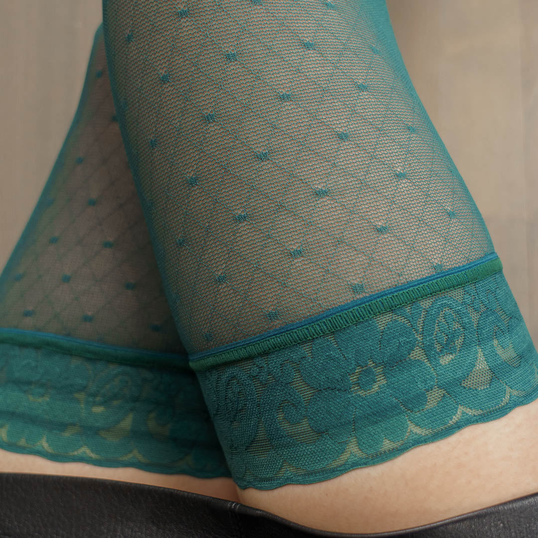 Emerald Hearts of Venus Thigh High Stay Up Stockings
