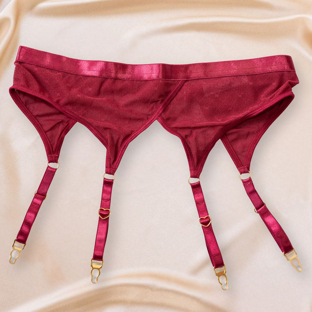 Wine Hearts of Venus Garter Belt