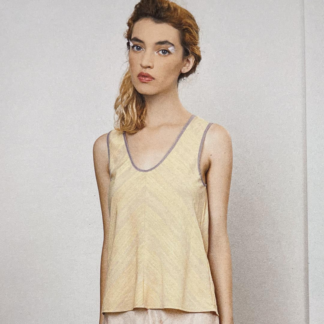 Striped A-Line Tank in Honey Butter 'n Lavender