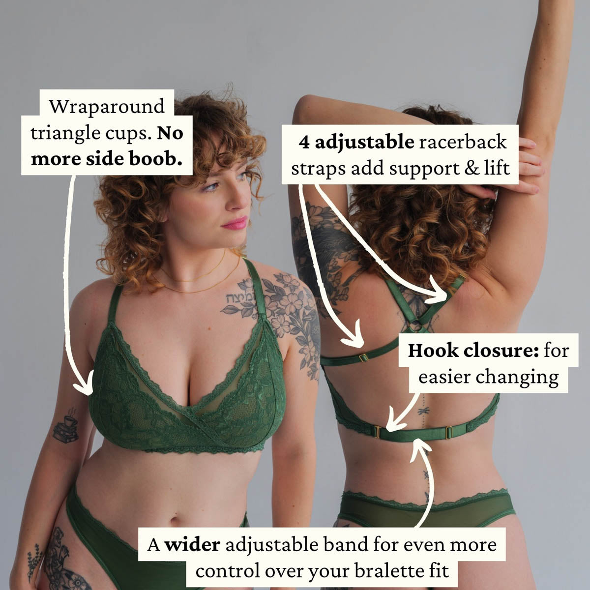 Lacey Racerback Bralette in Forest - Uye Surana