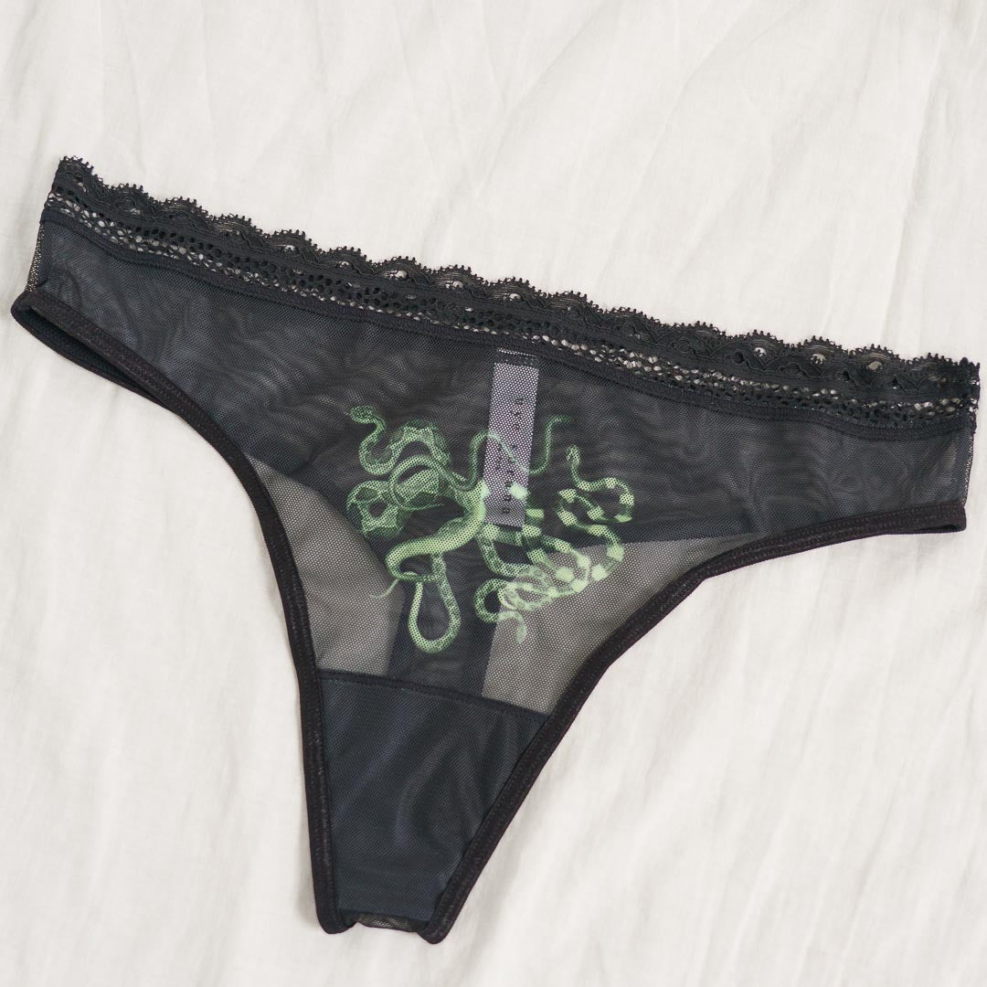 Obsidian Jade Snakes Thong