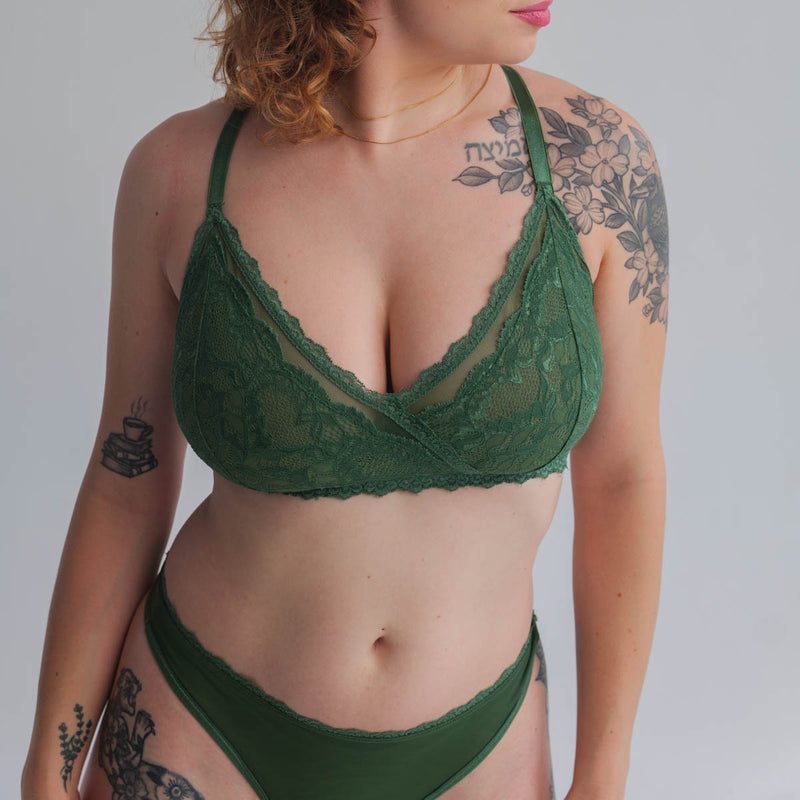 Lacey Racerback Bralette in Forest