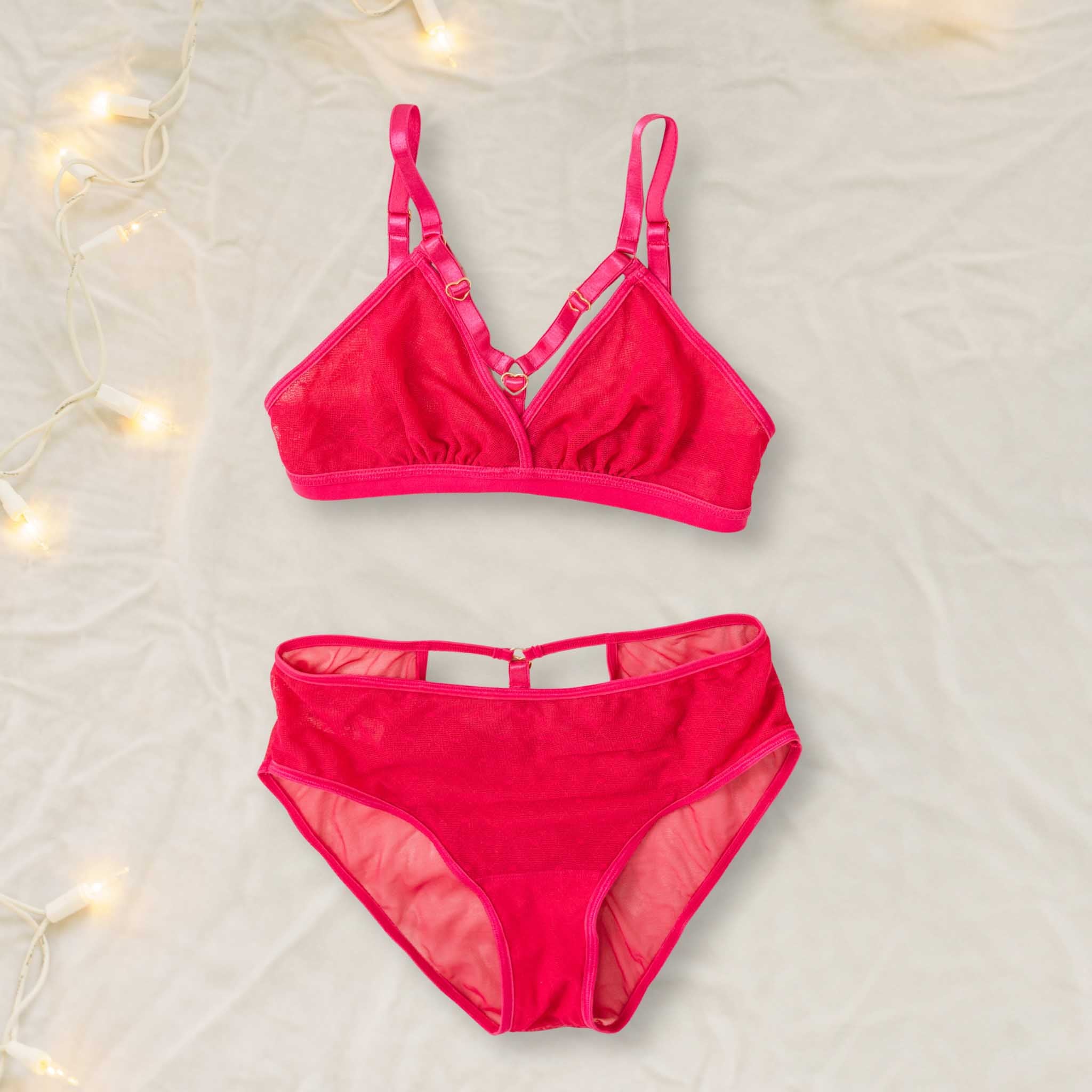 Hot Pink Strappy Lingerie Set