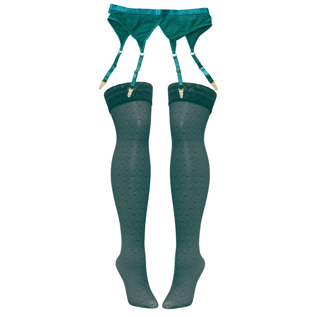 Emerald Hearts of Venus Garter Stocking Set