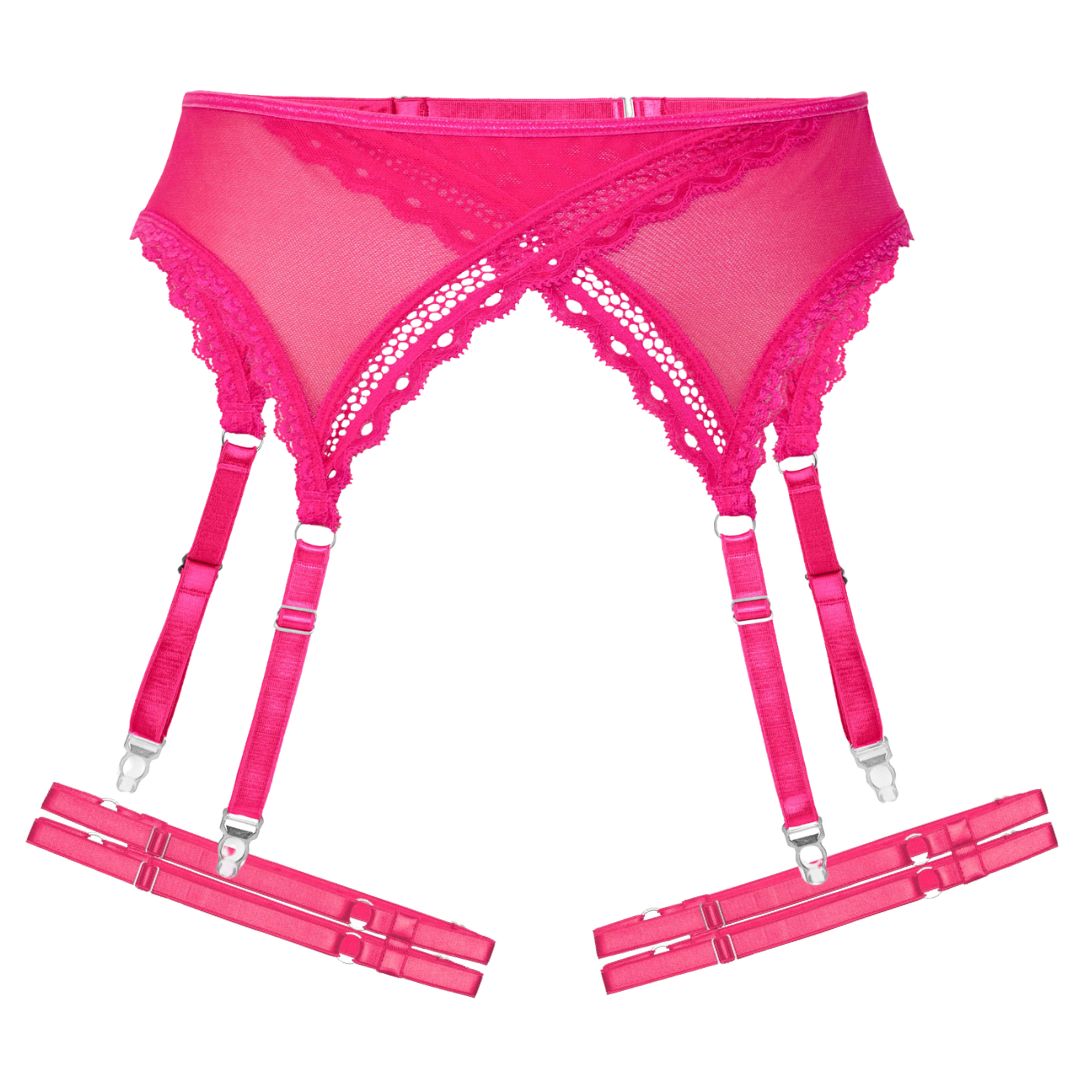 Hot Pink Ouvert Garter Belt Set