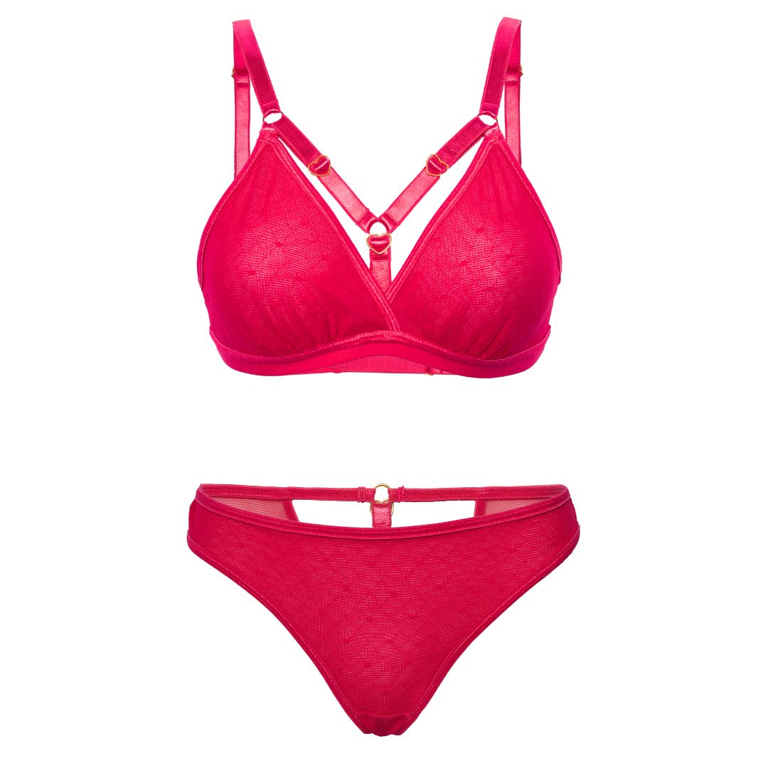 Hot Pink Strappy Lingerie Set