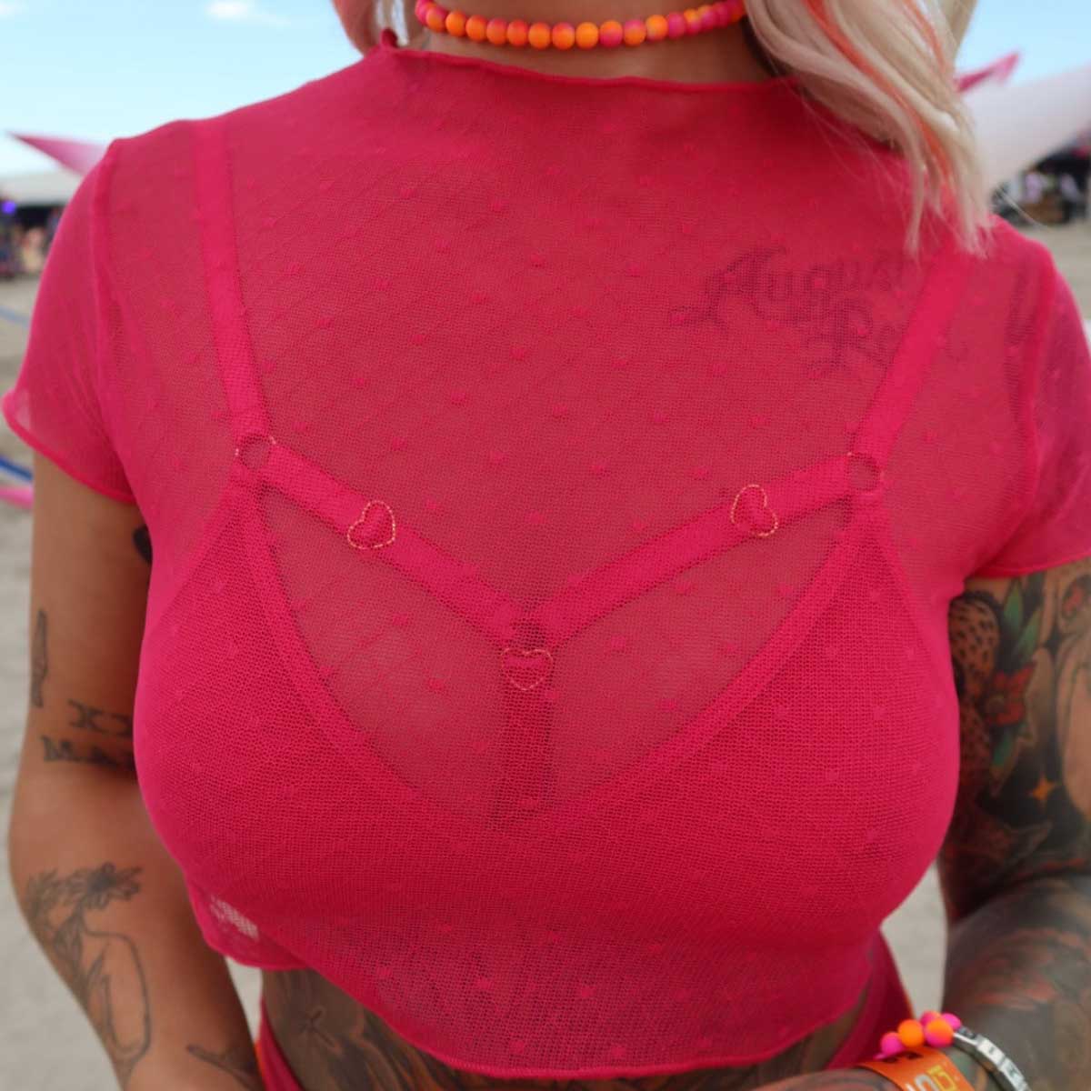 Hot Pink Hearts of Venus Crop Tee - Uye Surana