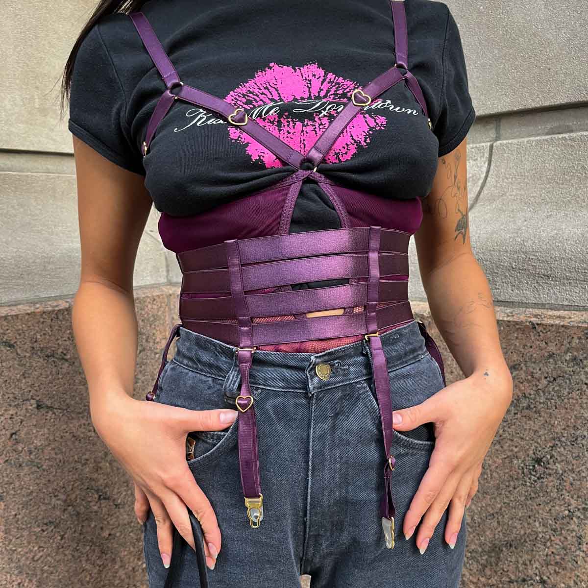 Plum Hearts of Venus Strappy Waist Cincher
