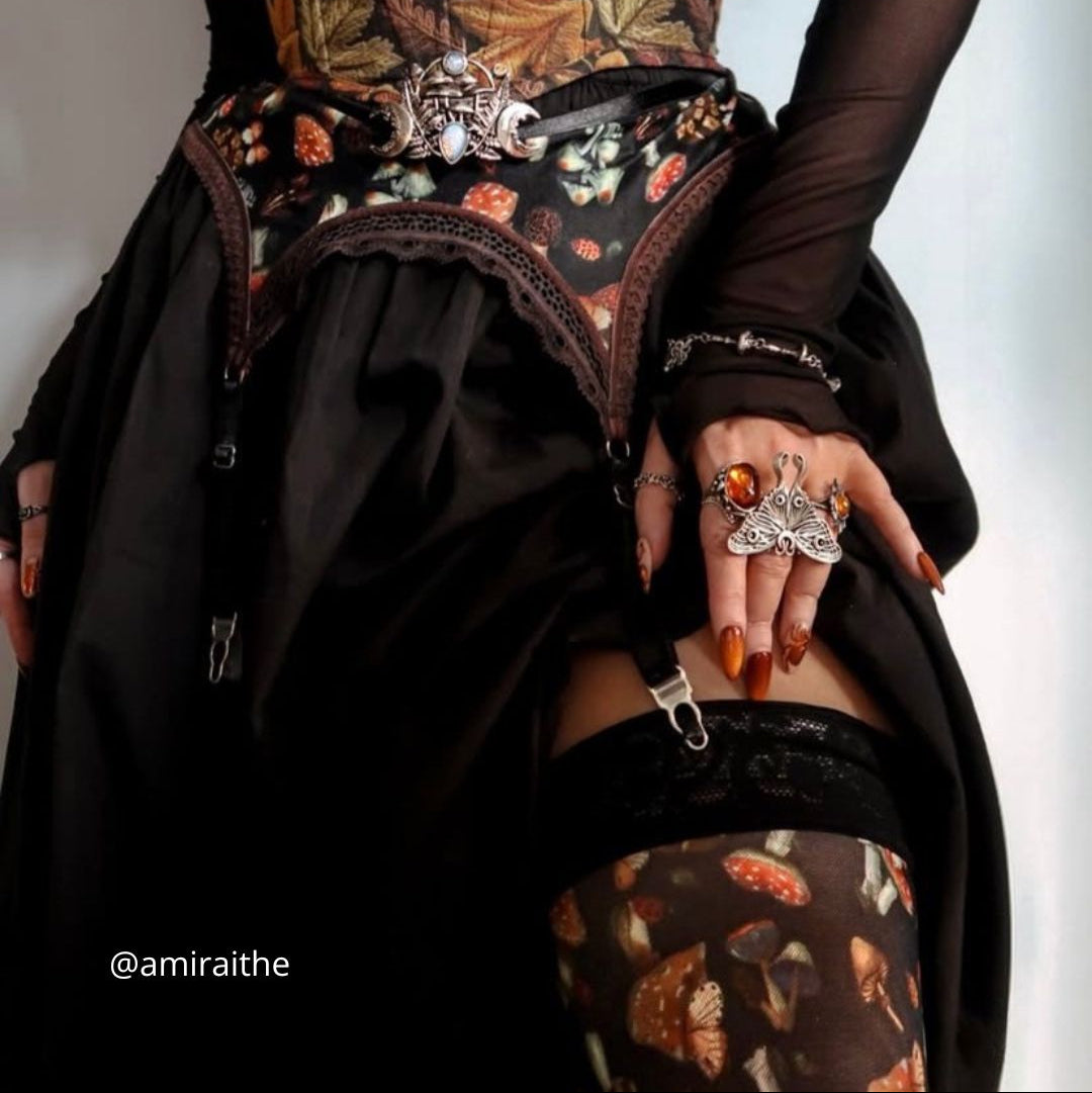 Mystical Mushrooms Garter Belt