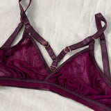 Hearts of Venus Strappy Bralette in Plum - Uye Surana