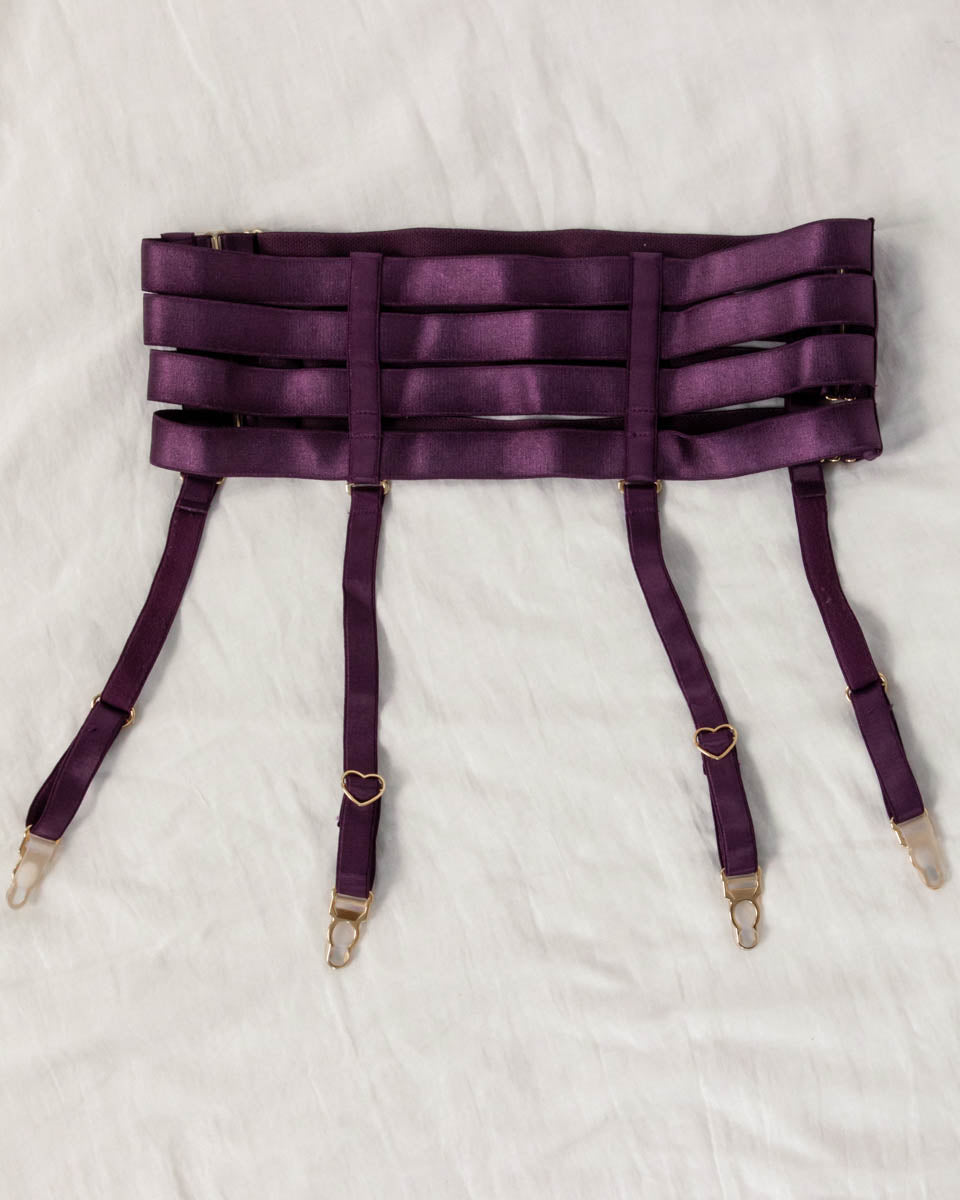 Hearts of Venus Strappy Waist Cincher in Plum - Uye Surana