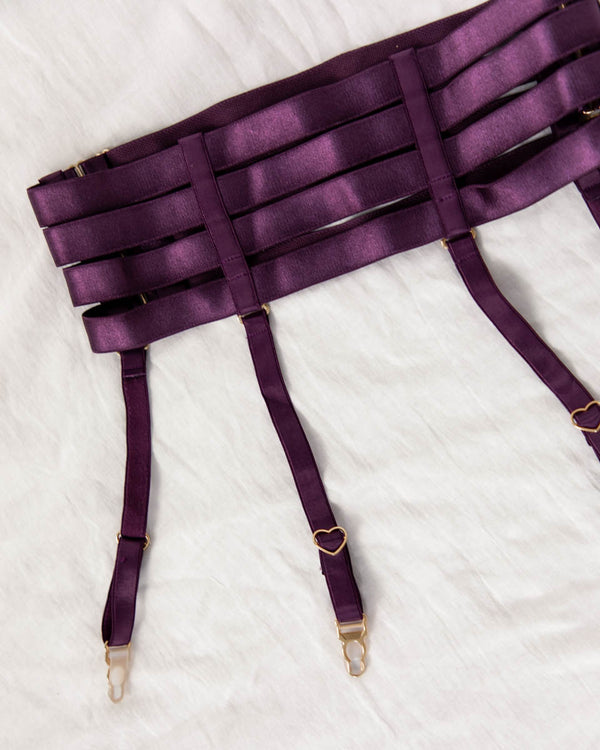 Hearts of Venus Strappy Waist Cincher in Plum - Uye Surana