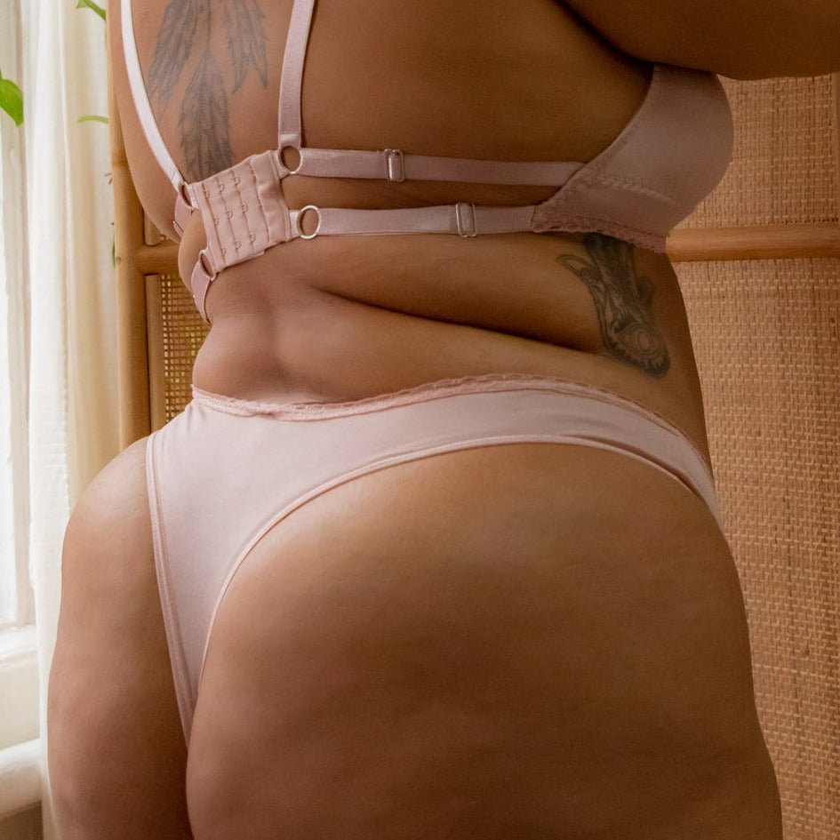 Pima Cotton Everyday Thong in Pale Pink - Uye Surana