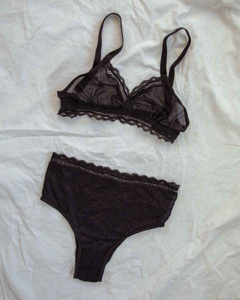 Sheerly Mesh High Waist Undies in Black - Uye Surana