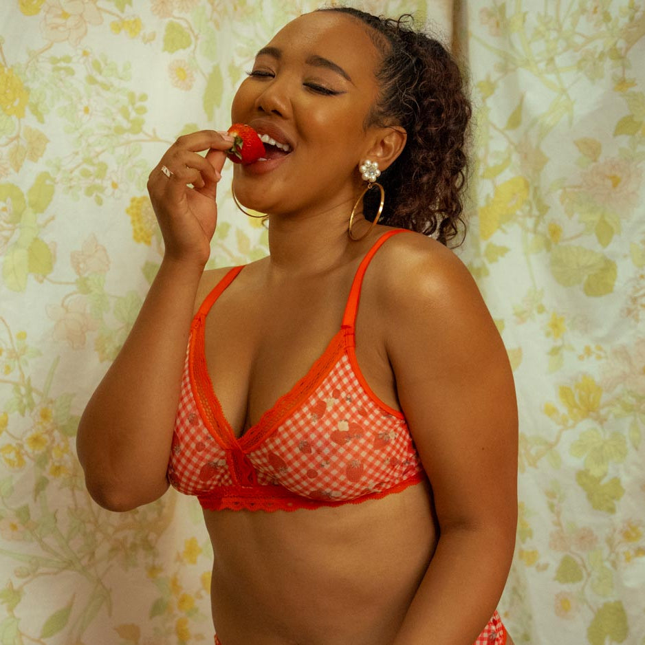 Strawberry Jam Printed Bralette - PREORDER - Uye Surana