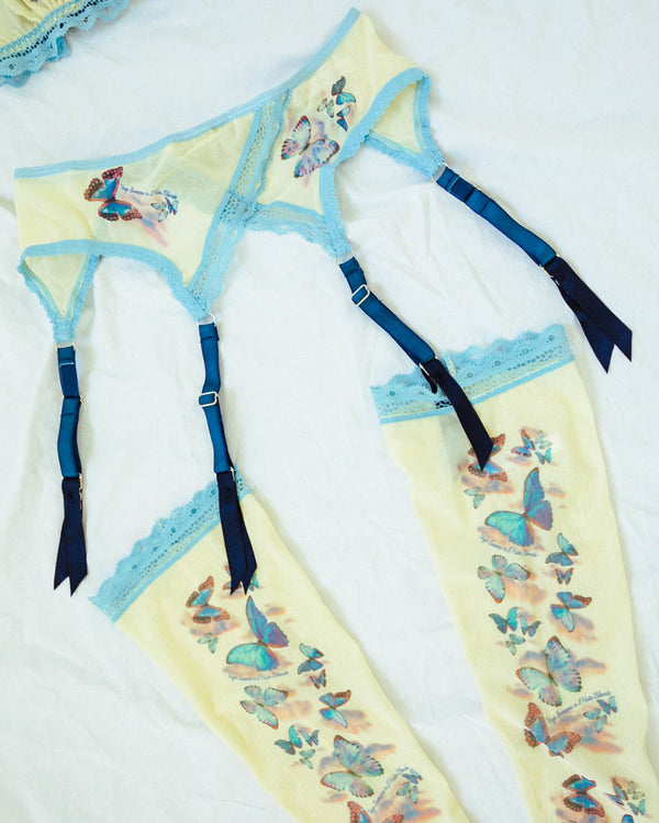 Butterfly Dreams Printed Adjustable Garter Belt - Uye Surana