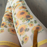 Sunflower Bees Printed Thigh-high Stockings - Uye Surana