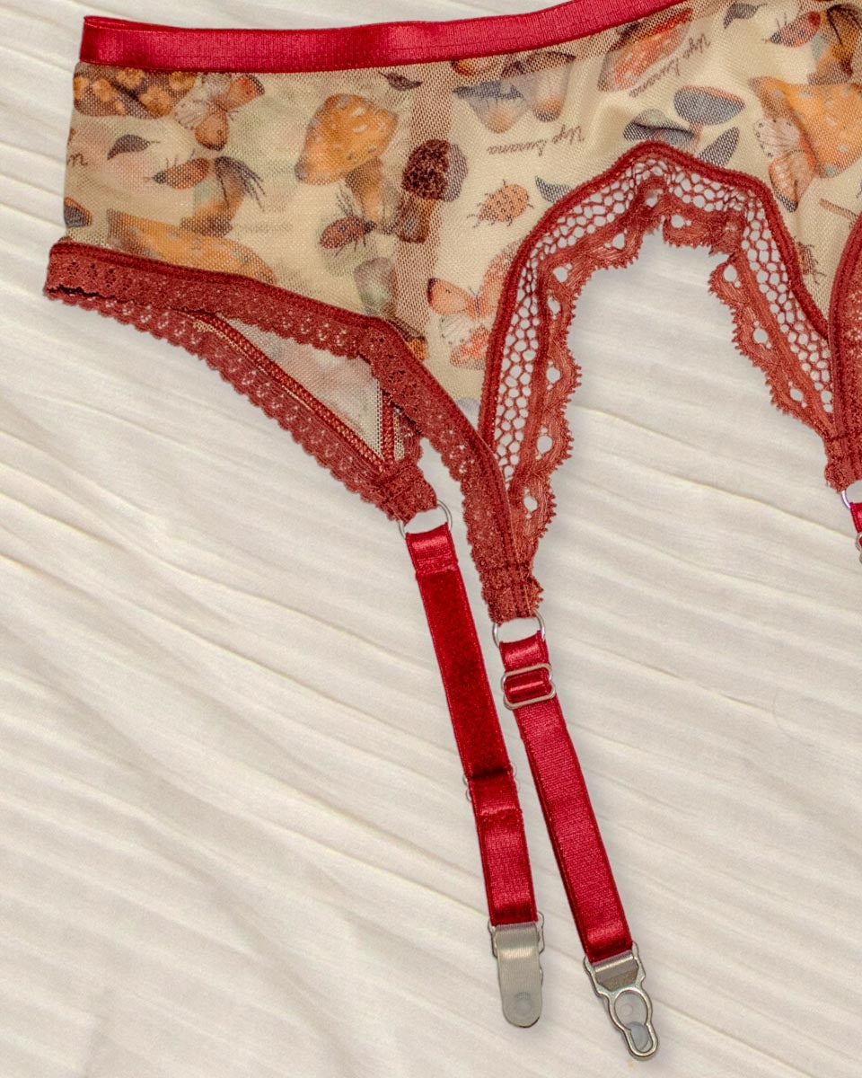 Magical Mushrooms All Over Print Adjustable Garter Belt - Uye Surana