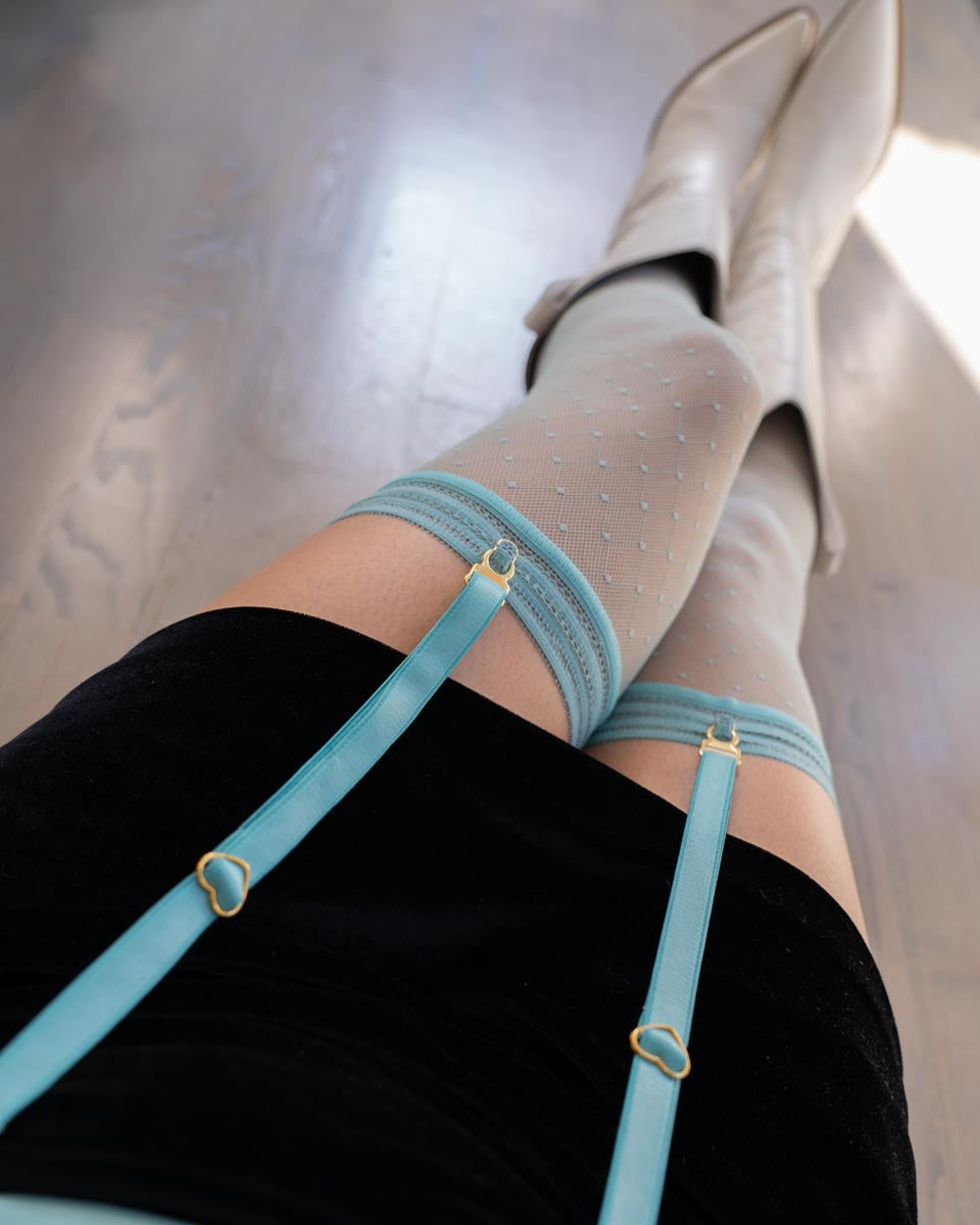 Hearts of Venus Thigh High Stockings in Seafoam - Uye Surana