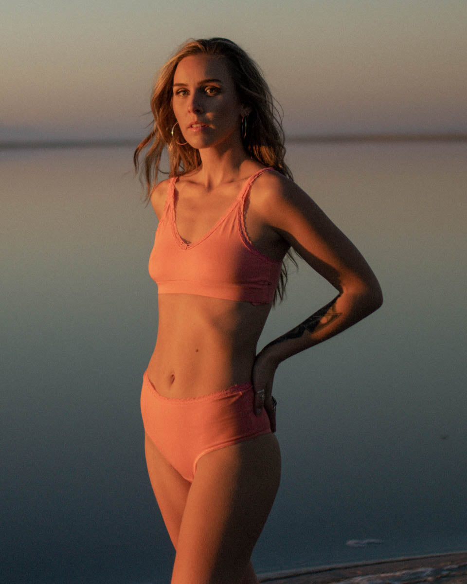 Pima Cotton Everyday Seamless Bra in Papaya - Uye Surana