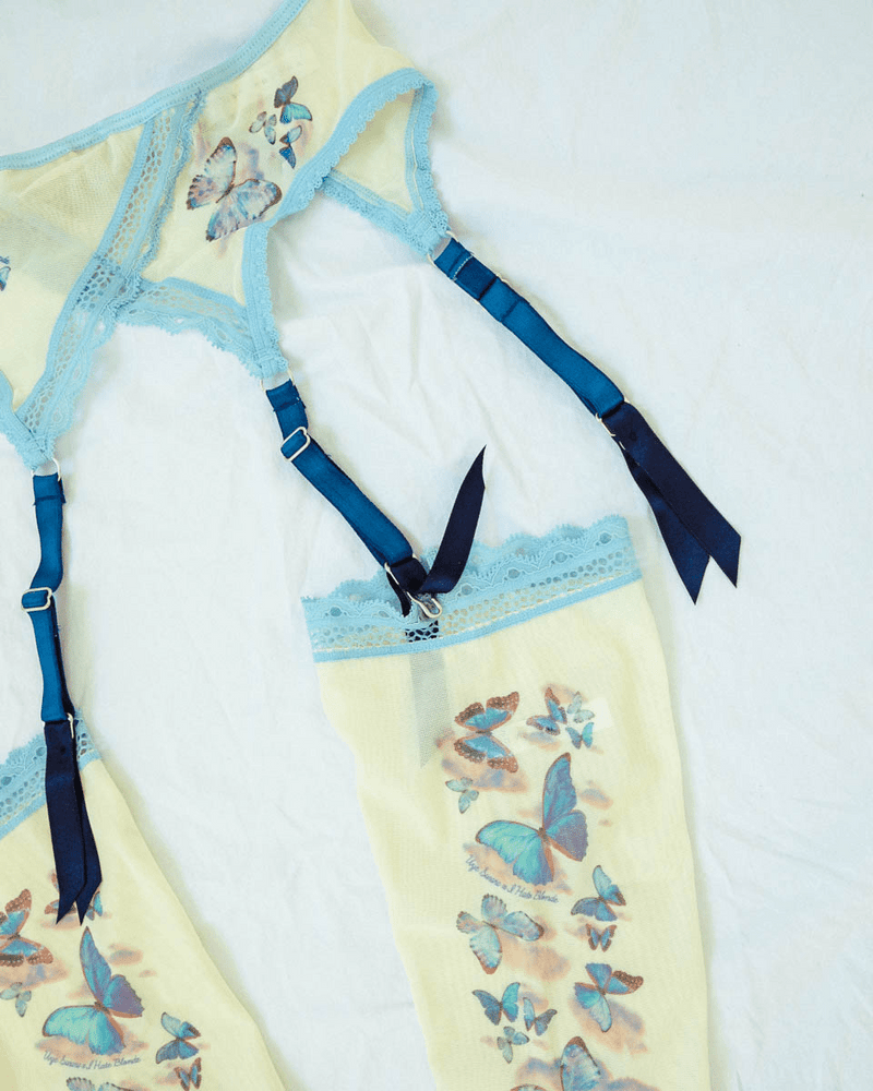 Butterfly Dreams Printed Adjustable Garter Belt - Uye Surana